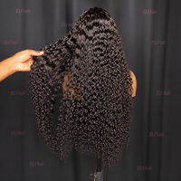 Wig Rambut Asli Manusia 13x6 HD Lace Front Deep Wave Tanpa Lem Pre Plucked Hitam Alami Keriting Wig Rambut Virgin Grosir Pabrik OEM