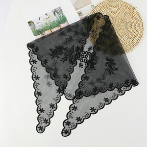 नवीनतम फैंसी शादी पर्दा Wraps महिलाओं प्रार्थना शाल Hijabs पुष्प फीता कढ़ाई त्रिकोणीय दुपट्टा - Product Image 6