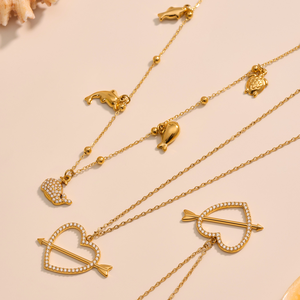 Gioielli personalizzati in acciaio inossidabile 316 pietre piene una freccia passa attraverso la collana pendente a forma di <span class=keywords><strong>cuore</strong></span> per le donne - Product Image 1