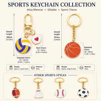 Porte-clés en émail personnalisé pour ballons de sport : basketball, football, volley-ball, baseball – Cadeau souvenir pour les fans de sport