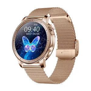 不锈钢V65智能手表女士奢华腕表女士Amoled智能手表，带血压和心率传感器
