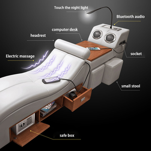 Lit Intelligent Multifonctionnel <span class=keywords><strong>de</strong></span> Luxe King-Size en Cuir avec Projecteur HD USB, Mobilier <span class=keywords><strong>de</strong></span> Chambre Neuf Incluant Rangement - Product Image 3