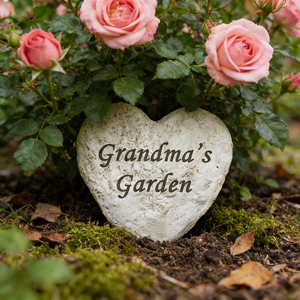 Pierre commémorative en résine personnalisable en forme de cœur (en stock aux États-Unis, livraison rapide) - Texte personnalisé gravable, idéal pour la décoration de jardin - Product Image 2