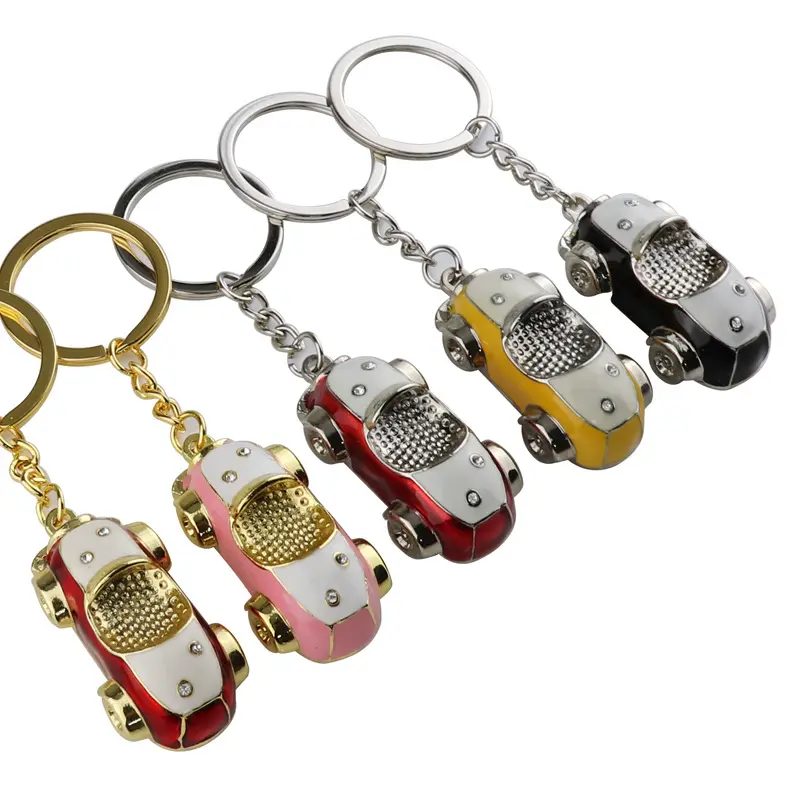 Fashion Vintage Convertible Car 3D Paint Car Model Metal Key Chain Car Pendant Key Ring