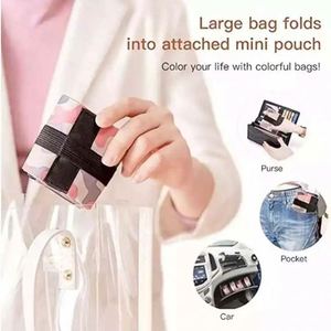 Foldable Reusable Grocery Bags <b>Folding</b> Shopping Tote Bag Fits in Pocket Eco Friendly Cloth for Groceries Recycle Bags Waterproof - Product Image 3