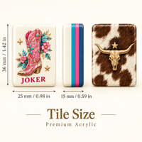 Ensemble de tuiles de Mahjong américain avec motifs floraux occidentaux et décorations en cuir de vachette pour la vente au détail et la personnalisation de la marque