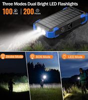 Chargeur solaire étanche 18400mAh, power bank best-seller, charge rapide sans fil 15W USB-C, 4 ports, lampe torche LED intégrée