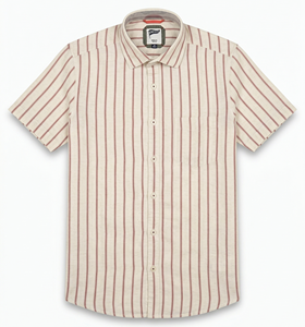 Men Linen Stripe Shirt Slim Fit Casual Breathable Summer Wear Premium Export Quality Wholesale Clothing - Product Image 1