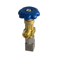 Vanne à aiguille angulaire en laiton, volant bleu, filetage mâle, adaptateur en acier inoxydable, vanne à aiguille angulaire d'instrumentation