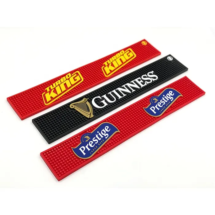 Wholesale Customized Logo Anti-slip Rubber Bar Spill Mat Promotional Service Mat Soft PVC Bar Beer Mat