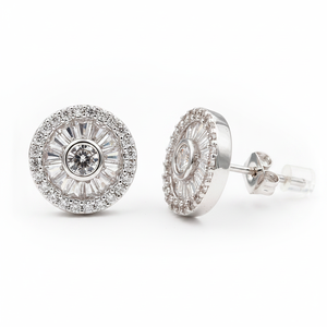 Orecchini in oro rodiato 18K con cerchio a goccia in zirconi e borchia a forma di farfalla con pietre principali di diamanti e perle - Product Image 2