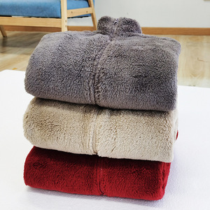 Abrigo de terciopelo largo para mujer, con cremallera, cálido, de doble cara, color coral, para otoño e invierno, a la moda - Product Image 6