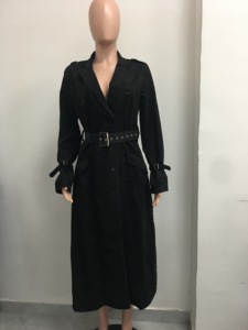 Abrigo <span class=keywords><strong>Trench</strong></span> Cruzado de Ante Sintético para <span class=keywords><strong>Mujer</strong></span> - Abrigo Maxi con Cinturón y Ribetes en Contraste - Chaqueta de Moda para <span class=keywords><strong>Mujer</strong></span> - Product Image 6
