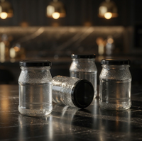 Pot en verre transparent, bouteille en verre, pot en verre avec couvercle spiralé noir, gourde réutilisable, convient pour les jus