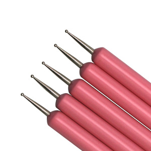 Lot de 5 stylos à points pour nail art avec manche en plastique, outils de manucure pour le placement de strass, pince à strass et pinceau métallique angulaire - Product Image 1