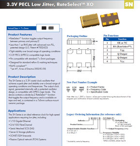 Nouvel et original oscillateur à quartz SMD Saronix-ecera SMD5070 taille 6P, sortie LV-PECL, SRS3833B-212.500 212.500MHZ - Product Image 4