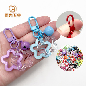 Custom Candy Colored Acrylic <b>Star</b> Bell Keychain With Zinc Alloy <b>Clip</b> For Backpack Handbag Accessory Pendant - Product Image 2