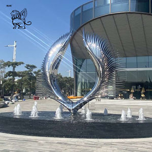 Fuente de Agua para Exteriores BLVE, Escultura de Alas de Ángel de Acero Inoxidable, Arte Moderno Pulido a Espejo, para Parque - Product Image 4