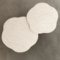 Table basse gigogne de luxe en travertin festonné Dream Home, table centrale moderne en pierre naturelle pour la décoration du salon