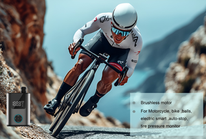 משאבת אופניים חשמליים נייד משאבת לחץ דיגיטלי psi צמיג מיני צמיג presta שסתתם סוג פלסטיק עמיד משאבת אוויר אופניים - Product Image 5