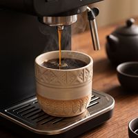 Tasses à expresso en grès esthétiques personnalisées de 250 ml, gravées au laser, avec logo, de haute qualité, en céramique vintage, pour café et thé
