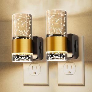 ไฟกลางคืน LED แบบเสียบปลั๊กติดผนัง ดีไซน์อะคริลิคทรงฟองอากาศ ไฟกลางคืน LED สีทองหรูหราสำหรับห้องนอน - Product Image 1