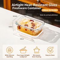 Boîte à lunch en verre, résistante à la chaleur, compatible micro-ondes, hermétique, anti-fuite, récipient pour préparation de repas, couvercle dédié, bol divisé, boîte bento