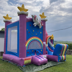 Castillo Inflable, Casa <span class=keywords><strong>de</strong></span> Brinco, Combo Arcoíris <span class=keywords><strong>de</strong></span> Dibujos Animados, Casa Inflable Grande para Niños con Tobogán - Product Image 4