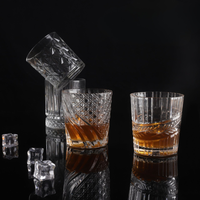 Verre à whisky JH 2026 avec motifs gaufrés variés pour hôtel et restaurant, verre à bière transparent, gobelet à eau en verre