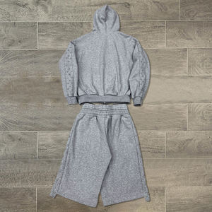 ชุดวอร์มมีฮู้ดผ้าฝ้ายเอวสองชั้นชุดวอร์มกางเกงจ๊อกกิ้งแบบมีซิปติดพลอยเทียมแบบกำหนดเอง - Product Image 2