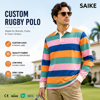 Camiseta de Rugby Personalizada para Hombre, Diseño de Rayas Teñidas con Hilo, 100% Algodón, Manga Larga, Polo Tejido Antiarrugas, Fabricante de Ropa Deportiva