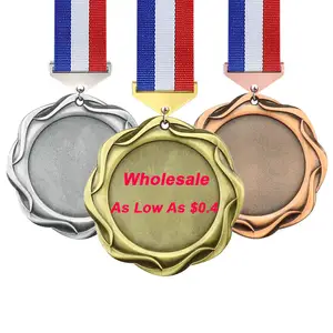 LY Wholesale Blank Medals Golden Supplier Spot Supply Brass Copper Custom Sublimation Blank Medals With Ribbon Blank Sublimation