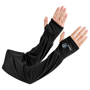 Mangas de seda helada para hombre, sueltas, protección solar UPF 50, sin dedos, guantes refrescantes para exteriores - Product Image 2