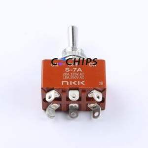 S7A Toggle Switch Through hole Component (THT) Switch Double Pole Double Throw 125V 30V Cylindrical Knob - Product Image 1