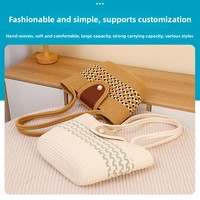 Sac fourre-tout tissé en coton style tresse moyenne pour femme, avec fermoir magnétique, grande capacité, style tendance transfrontalier