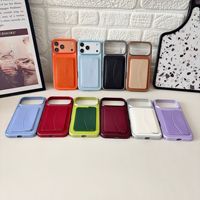 Casing HP iPhone 18 17 16 15 14 13 12 Pro Max Anti-Shock Matte Anti-Slip PU dengan Slot Kartu Fungsi Dompet