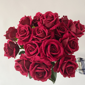 Bán Buôn Nhà Máy Giá Nhân Tạo Hoa Nhung Lớn Hoa Hồng Bất Động Cảm Ứng Hoa - Product Image 2