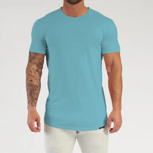 T-shirt rose de haute qualité Gym respirant à manches courtes T-shirts unis 100% coton T-shirts pour hommes - Product Image 6