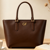 Sac fourre-tout personnalisé en cuir végétalien marron pour femme, grande capacité, multi-compartiments, sac à main professionnel, sac à bandoulière, usine OEM ODM