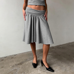Jupe plissée unie pour femme, coupe trapèze, longueur genou, taille naturelle, avec poches, ample, décontractée, respirante, écologique, pour le bureau et le travail estival - Product Image 3