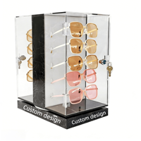 Étui de présentation pour lunettes en acrylique verrouillable |   Vitrine rotative pour lunettes de soleil avec éclairage LED pour magasin de détail