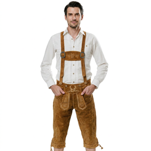 Pantalones Cortos Lederhosen Bordados para Hombre, Hechos a Mano, con Botones de Lana, Estilo Bávaro Informal, Cintura Alta, Transpirables, Estilo Trachten - Product Image 2