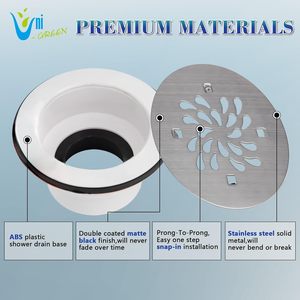 Ralo de Chuveiro de 4-1/4 Polegadas - Conexão Soldada a Solvente para Tubos de 1.5 ou 2 Polegadas - Kit de Ralo de Base de Chuveiro em Aço Inoxidável 304 para Banheiro - Product Image 6