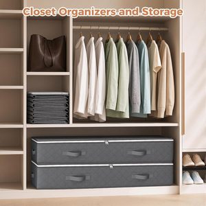Clothing Organizer Rectangular Fabric Under Bed Storage <b>Bin</b> Stackable 80x65x38cm for Clothing Minimalist Design - Product Image 4