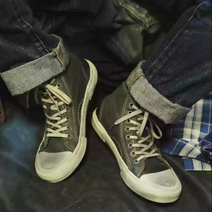 Qifon รองเท้าส้นสูงลำลองสำหรับผู้ชาย, รองเท้าลำลองแบบย้อนยุคหนังม้าแท้ระบายอากาศได้ดีมีเชือกผูก - Product Image 3