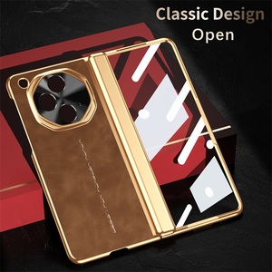 Étui pliant de protection de charnière électrolytique en cuir rétro de luxe pour étui antichoc OnePlus Open 5G avec <span class=keywords><strong>verre</strong></span> <span class=keywords><strong>trempé</strong></span> - Product Image 3