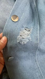 Logo personalizzato all'ingrosso moda <span class=keywords><strong>donna</strong></span> autunno inverno vestiti girocollo manica lunga strappata giacche in Denim Outerwear Jeans cappotti - Product Image 6