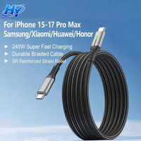 Câble de données tressé Type-C 240W à charge rapide avec transfert de données compatible Android pour ordinateurs portables