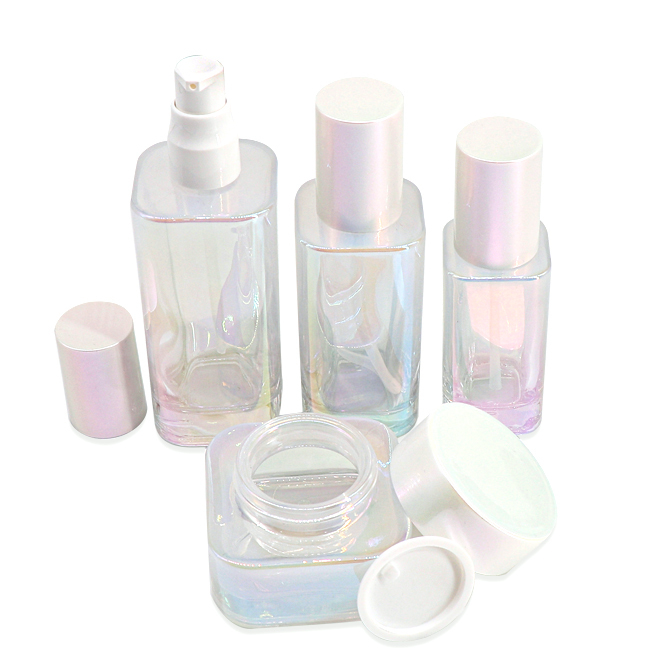 Lotion Bottle Wholesale Square Glass Bottle Cosmetic Skincare Packaging Lotion Bottle