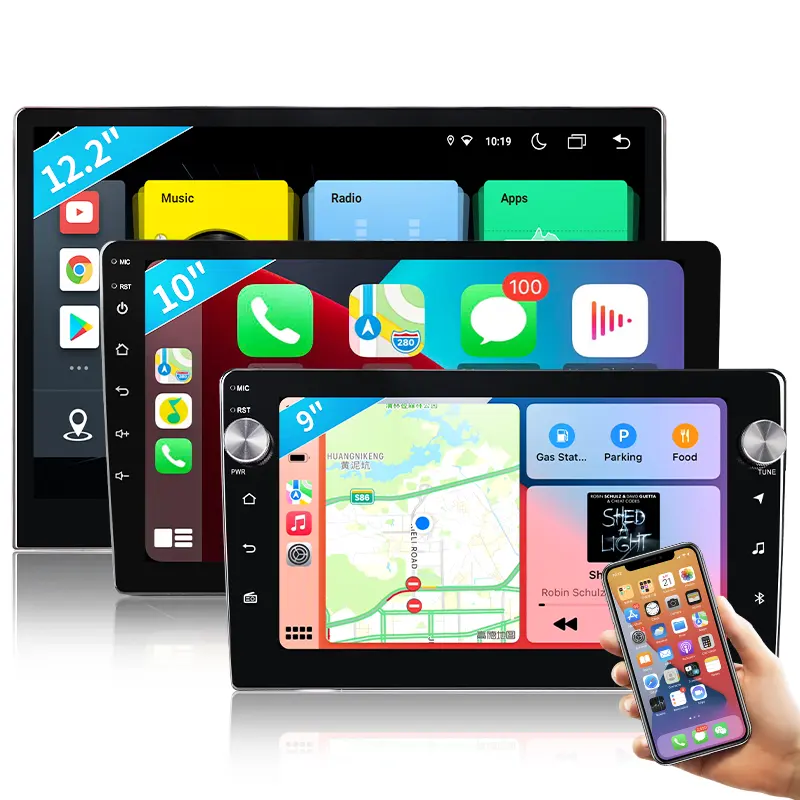 Evrensel 9/10/12.2 inç ekran Android 13 araba radyo kablosuz CarPlay oto GPS navigasyon multimedya oynatıcı